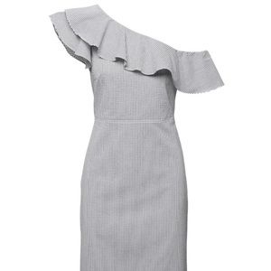 Banana Republic One Shoulder Sheer-sucker dress
